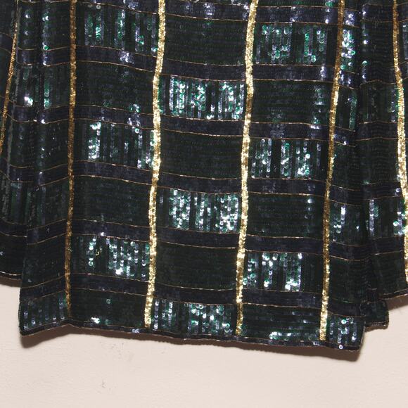 Vintage Talbots Plaid Sequin Beaded Cocktail Top Size Large - Picture 4 of 9